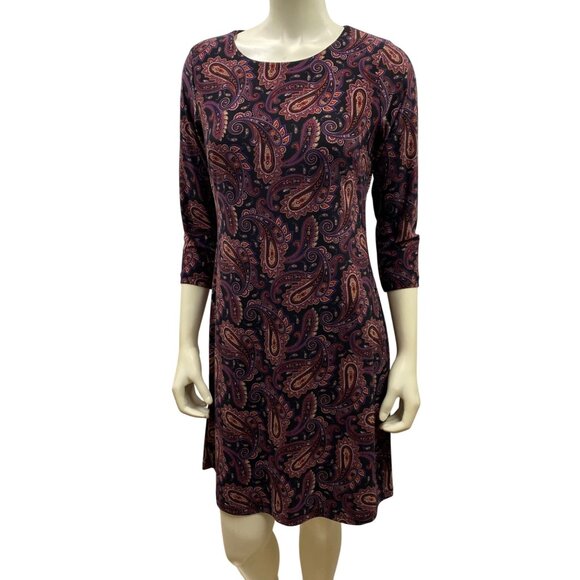 Tommy Hilfiger Paisley Print A-Line Dress With 3/4 Sleeves Womens Size‎ 6 NWT - Picture 1 of 7